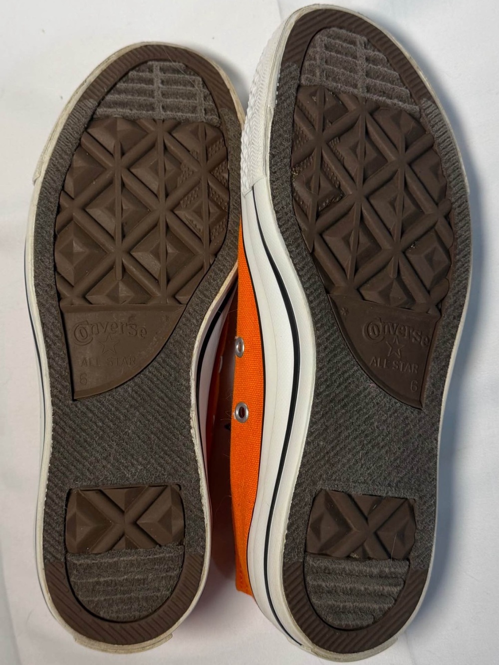 Womens Low-Top Orange Canvas Sneakers with Blue Laces - Picture 4 of 6